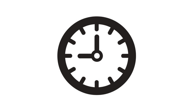 Simple black clock icon showing nine o'clock against a white background