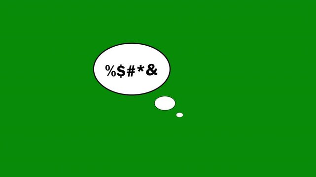 Animated speech bubbles with swear symbols on green screen