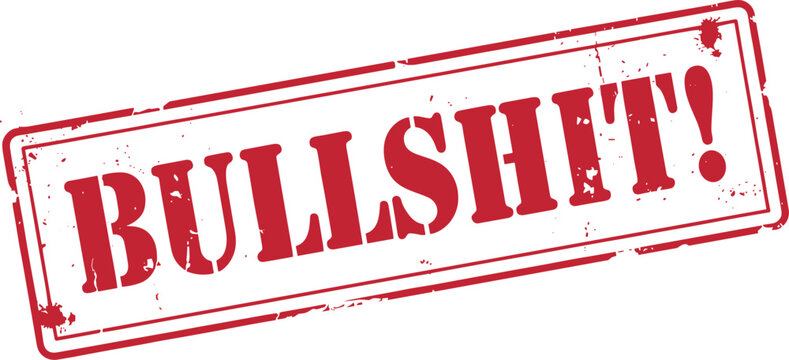 Red grunge rubber stamp with text bullshit imprinted on white background