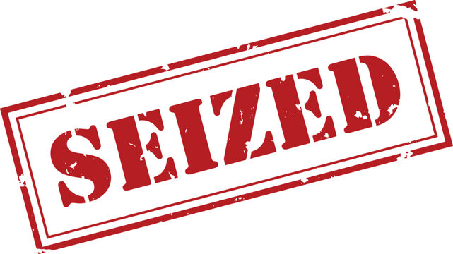 Seized red rubber stamp imprint isolated on white