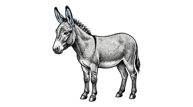 Donkey Standing Alone Looking Forward.