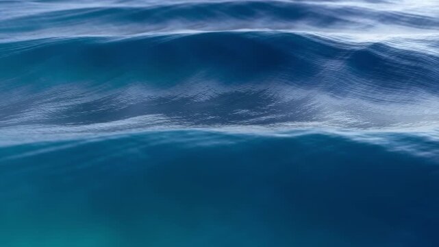 Deep blue ocean waves rolling gently in a calm sea surface background cinematic motion shot