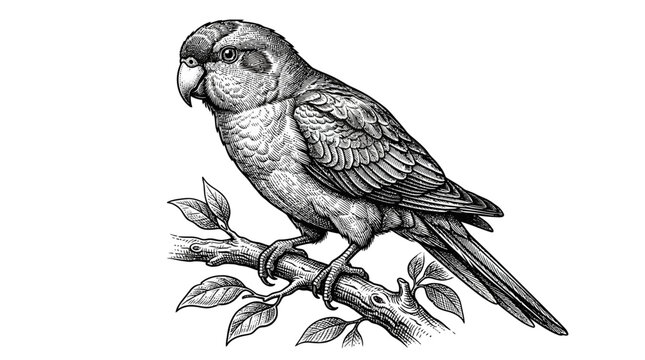 Detailed drawing of a parrot bird.