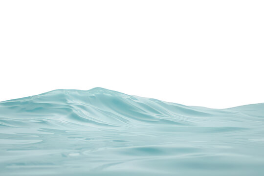Blue aqua water surface with clear ripples creating a gentle wave on an isolated transparent background