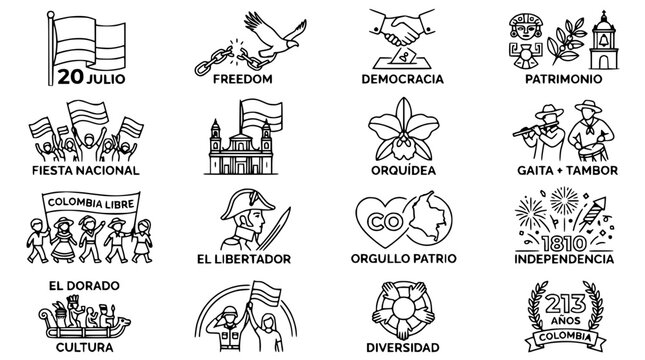 Colombia Independence Day Icons: Symbols of Freedom, Culture, and National Pride