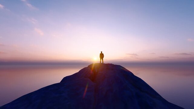 Successful people climb to the top of the mountain to look out and contemplate(3D software Lumion makes non-AI)
