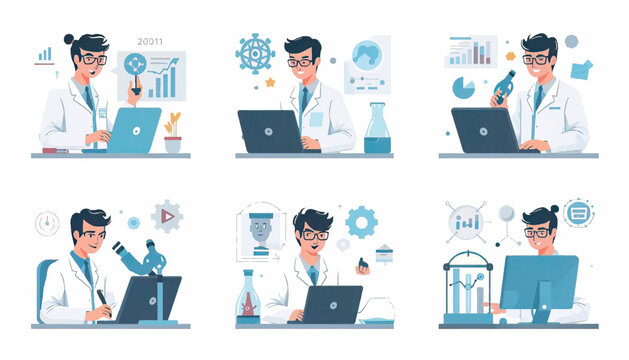 Business intelligence illustration featuring AI dashboards, data visualization, analytics charts, and digital technology for strategic decision making and forecasting.