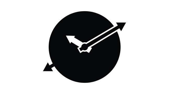 clock face with arrows silhouette time circle black white contrast simple graphic