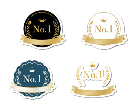 Round shaped No.1 stickers with drop shadow