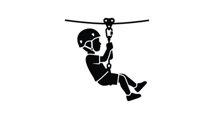 person on zipline silhouette safety helmet rope adventure outdoor activity travel vacation © Ataullah