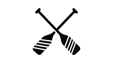 crossed paddles silhouette on white background paddle oar watercraft rowing boat canoe © Ataullah