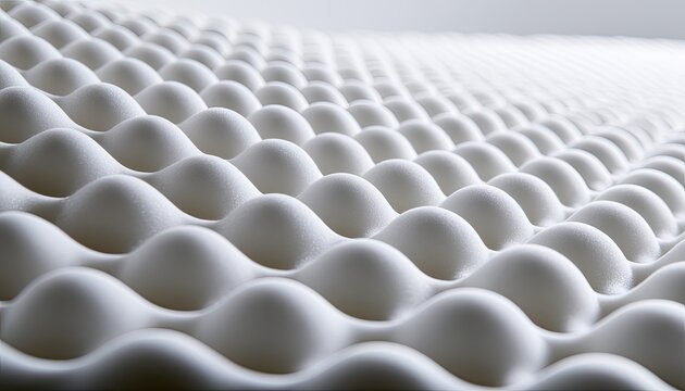 Close-up texture of a white, contoured, patterned surface creating wave-like formations