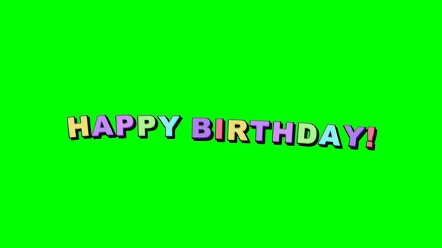 Happy birthday colorful animated text with bouncy motion effect