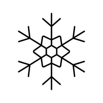 Geometric snowflake icon during winter with sharp crystalline branches isolated on transparent background