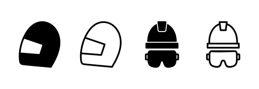 Helmet icon symbol for apps and websites. Motorcycle helmet sign and symbol. Construction helmet icon. Safety helmet