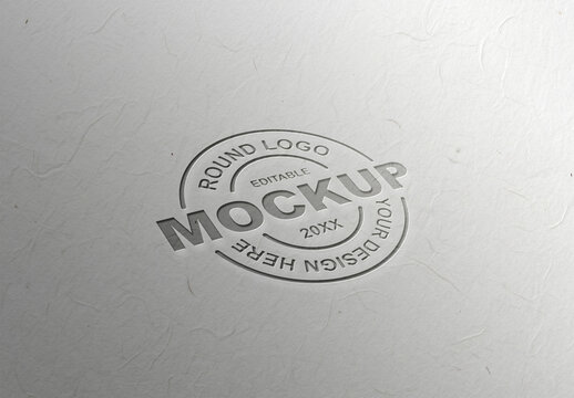 Embossed Logo Mockup on White Textured Paper
