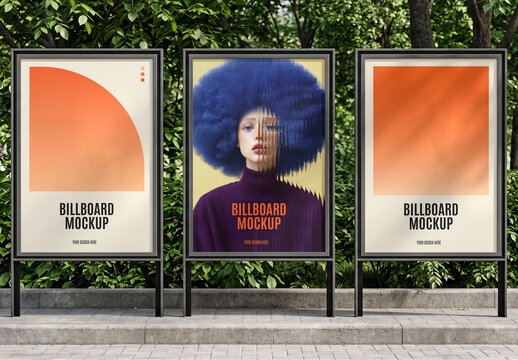 Billboards on Street Side Mockup Set