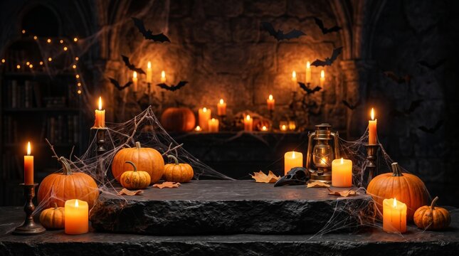 Halloween Product Display Podium with Candles
