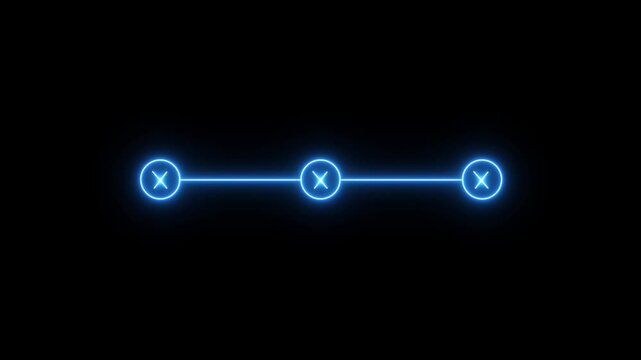 Neon light 3 step infographic process with cross mark icon animation. Neon bright step-by-step process and cross mark icon animation. 4k