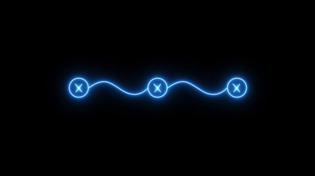 Neon light 3 step infographic process with cross mark icon animation. Neon bright step-by-step process and cross mark. 4k video motion