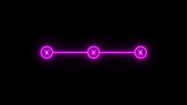 Neon light 3 step infographic process with cross mark icon animation. Neon bright step-by-step process and cross mark icon animation. 4k
