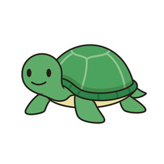 Obraz premium Friendly green turtle character cartoon illustration with shell isolated on white