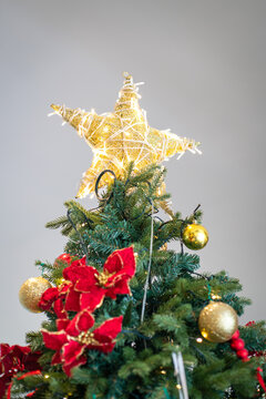 Decorated Christmas Tree with Star Topper