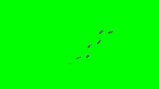 Footprints walking animation on green screen for motion graphics