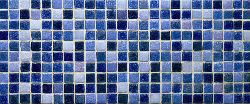 A mosaic pattern of small, square tiles in varying shades of blue
