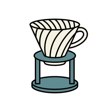 Ceramic pour over coffee dripper. Manual brewing tool for coffee lovers.