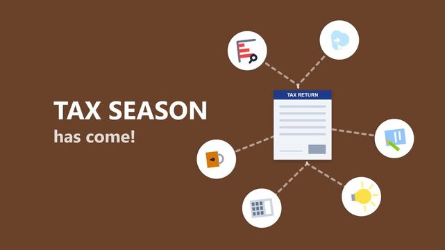 Tax season business infographic with document and financial icons