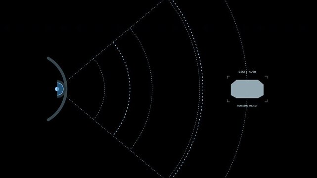 Futuristic digital HUD sonar radar screen interface displaying target scan and detection vector illustration