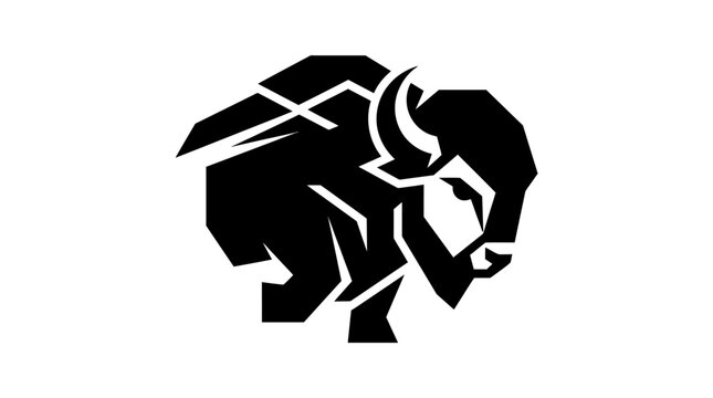 Stylized Black Mammoth Silhouette Icon.