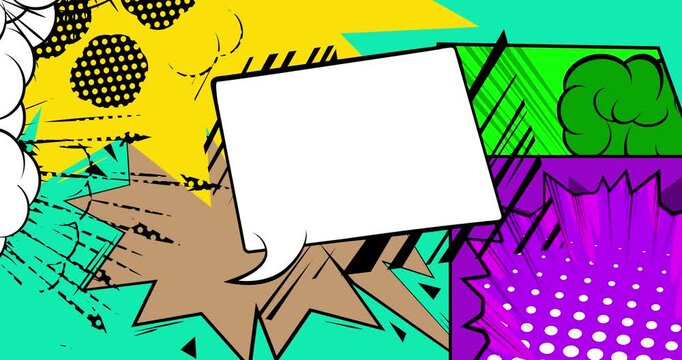 Cartoon background animation, comic book backdrop video. Retro comics pop art design.
