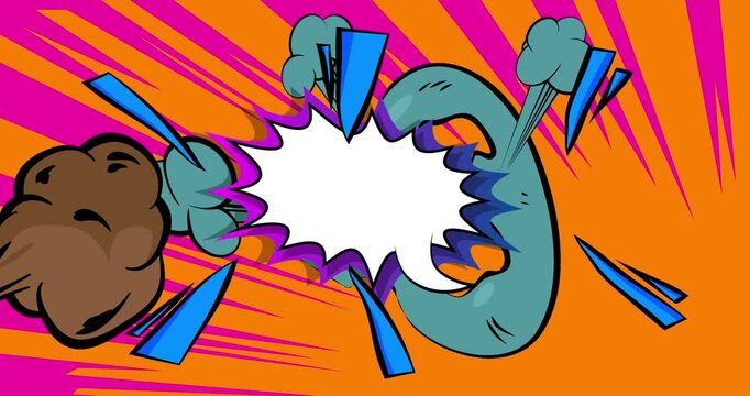 Cartoon background animation, comic book backdrop video. Retro comics pop art design.