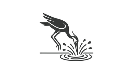 Fototapeta premium Black bird drinking from water.
