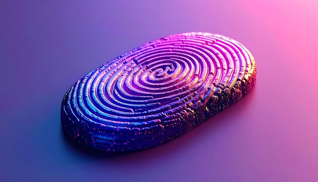 Abstract biometric fingerprint impression with vibrant digital light