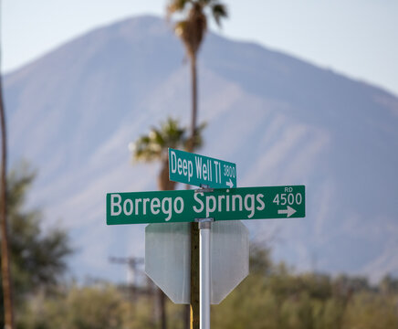Borrego Springs Rd sign in Borrego Springs, California USA.