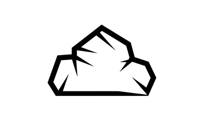 Stylized black jagged rock formation against a white background © Empat