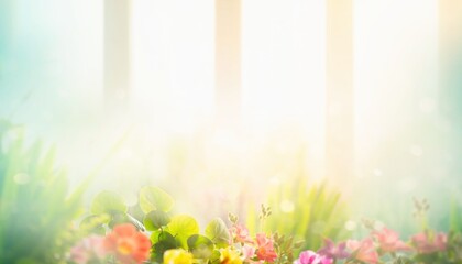 Obraz premium Dreamy soft focus spring floral garden background with bokeh.