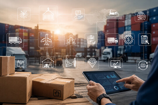 AI generated sustainability global network logistics intelligent supply chain smart transportation digital trade visibility responsible global operations for resilient business