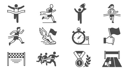 Fototapeta premium Black and white athletic sports icons.