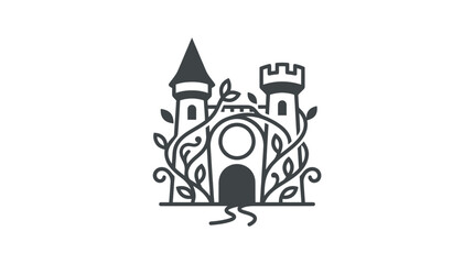 Black and white castle towers icon. © Muna