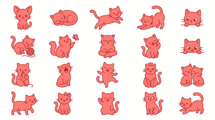 Collection of cute cartoon cat illustrations. © Muna