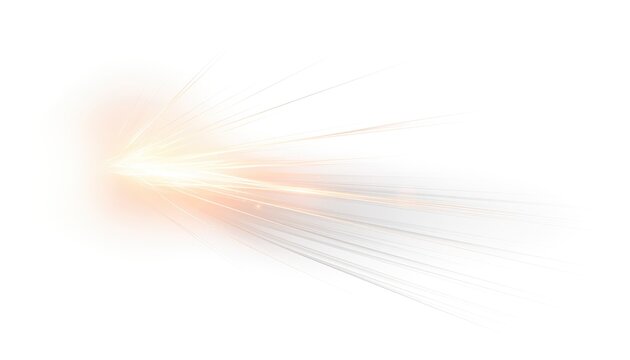 Abstract light streak effect with golden glow isolated on white background.