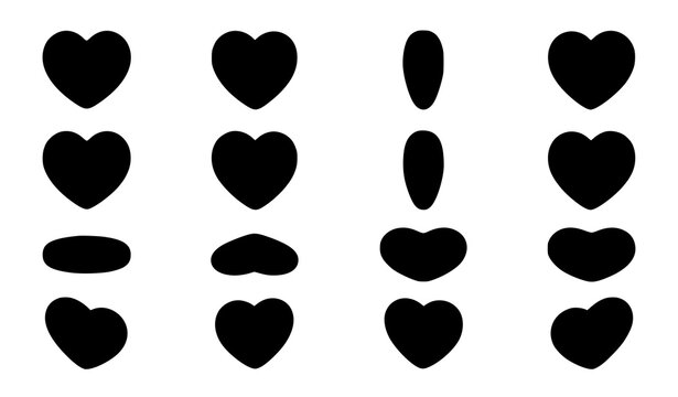 Realistic 3D Valentine heart rotation vector set with romantic emoji icon spin views and wedding decoration symbols