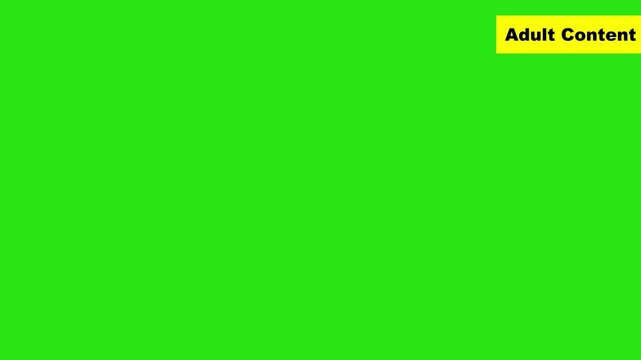 Adult content warning popup animation on green screen. Chroma key notification overlay for video editing, broadcasts, streaming, and motion graphics.