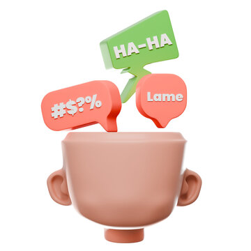 Cyberbullying Overthinking 3D Illustration