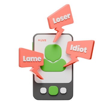 3D Smartphone Icon for Cyberbullying Awareness and Online Mockery