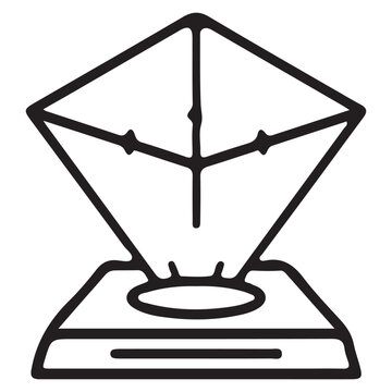 Hologram Projector 3D Display Device Icon Line Art Technology Concept For Virtual Presentations